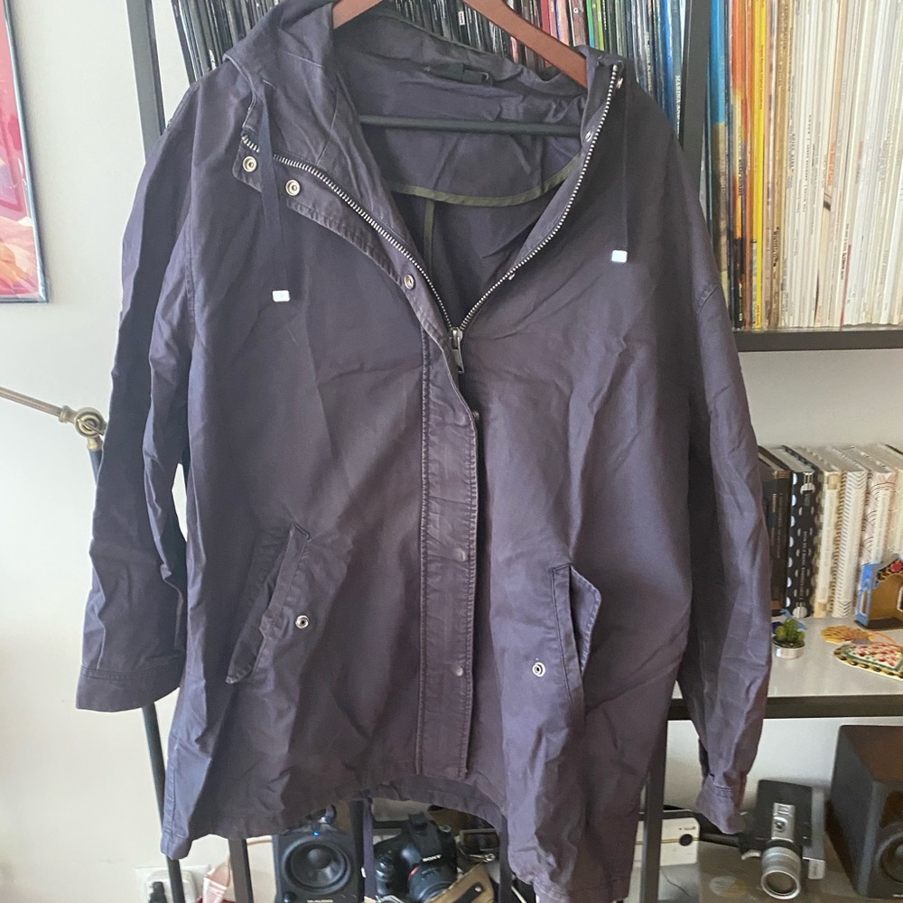 Navy Topshop rain coat (canvas) SZ 8; oversized